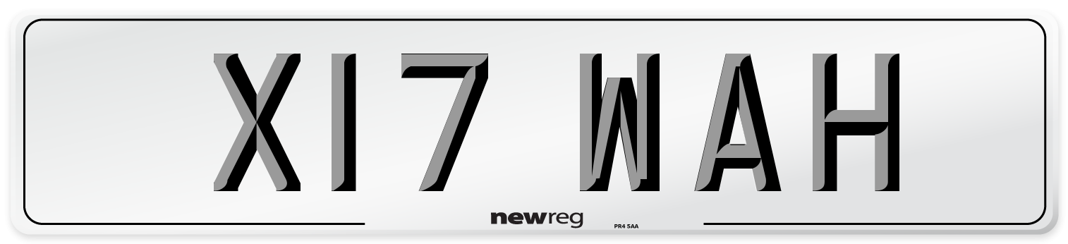 X17 WAH Number Plate from New Reg